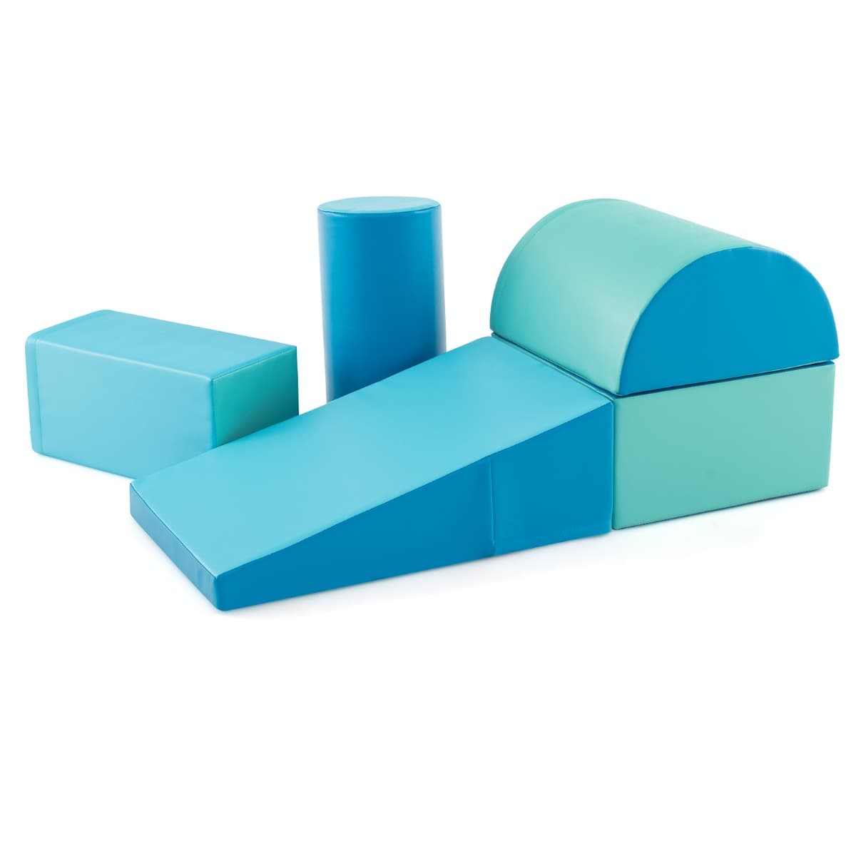 Costway5 Blocs d'Activités d'Escalade et d'Exploration pour Enfants Structures de Jeu d'Activités Légères en Mousse Souple pour Enfant Marine